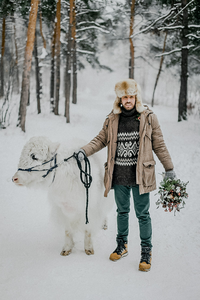 Идея для свадебной фотосесии зимой