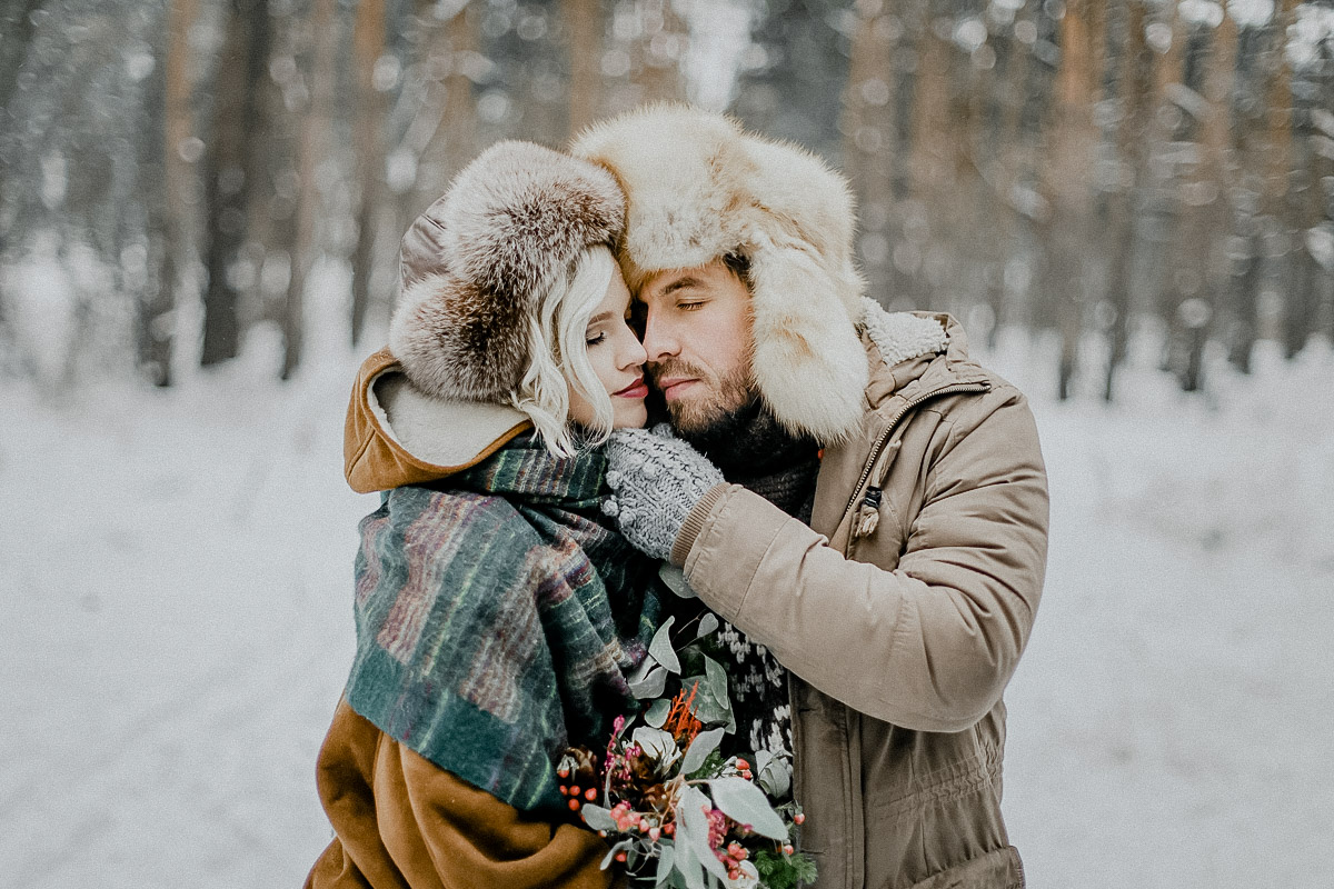Примеры свадебных фотосессий зимой